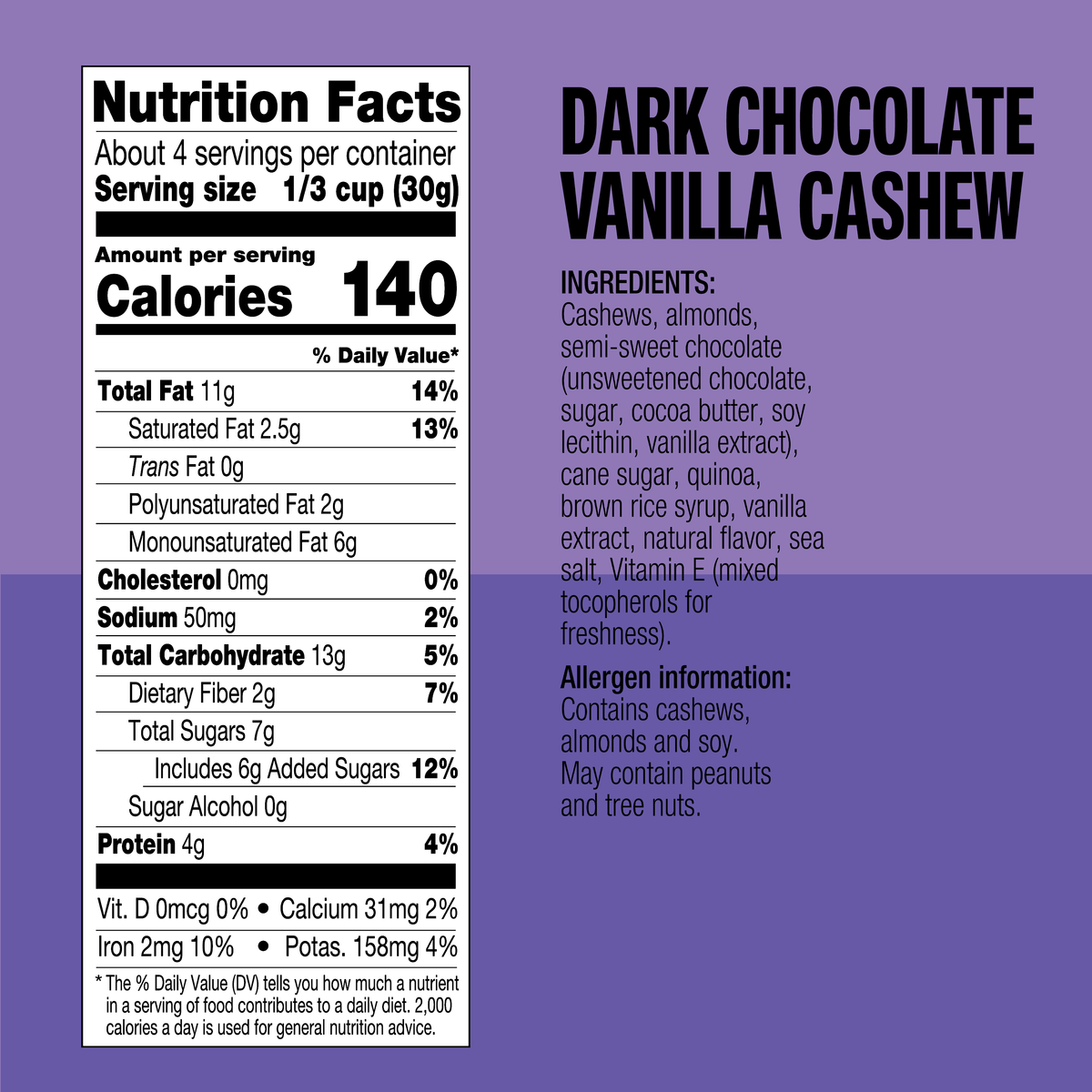 Dark Chocolate Vanilla Cashew